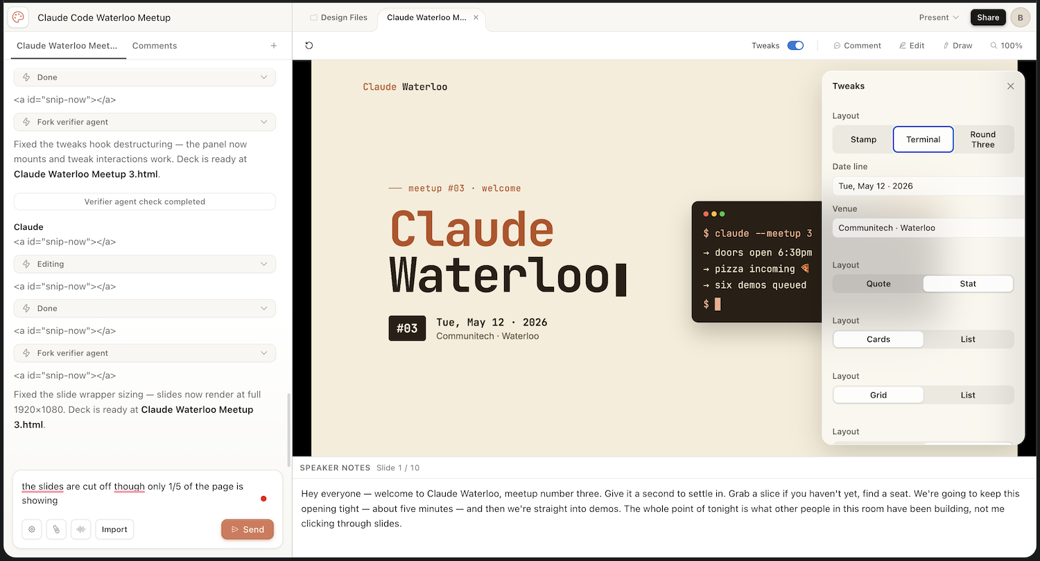 Claude Design — Terminal variant